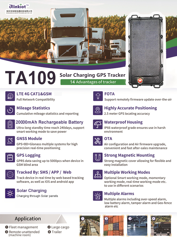 TA109 Wireless Solar Charging 20000mAh Asset GPS Tracker